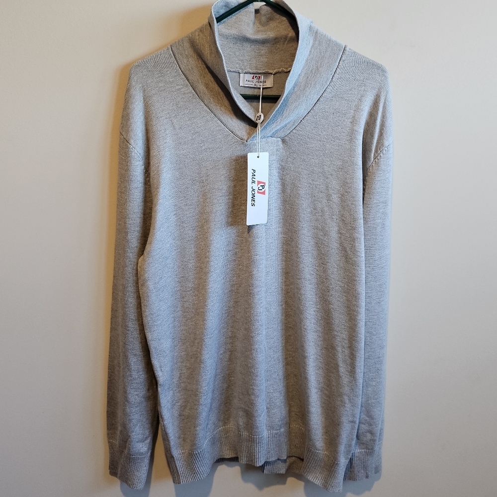 NWT Paul Jones Shawl Cowl Neck Sweater - Grey - Size XL